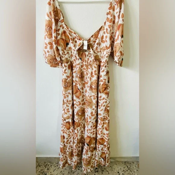 Antropologie Floral Puff Sleeve Dress with Bow Detail MP - Picture 3 of 4